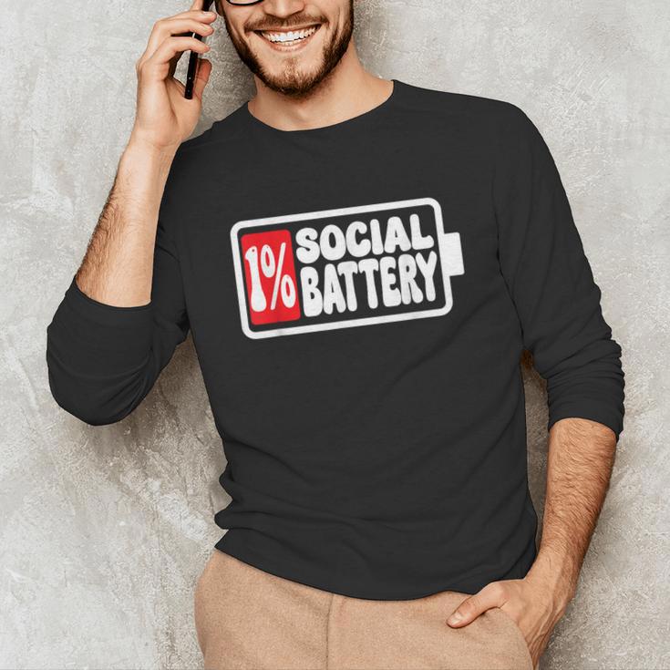 1 Social Battery Sarcastic Introverted Men Women Unisex Long Sleeve T-Shirt 1 Social Battery Sarcastic Introverted Men Women Unisex Long Sleeve T-Shirt