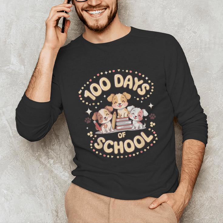 100 Days Of School Cute Puppies And Books Unisex Long Sleeve T-Shirt