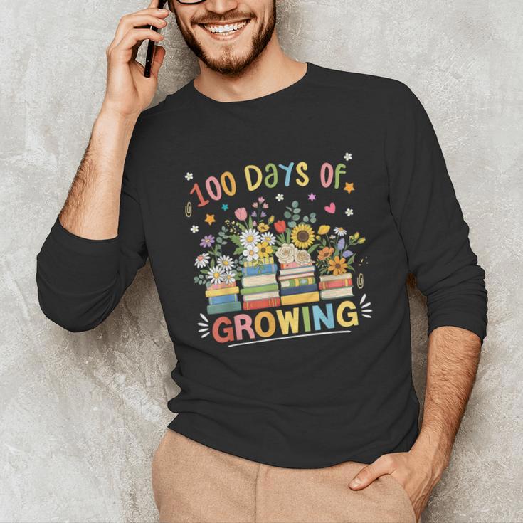 100th Day Of School Teacher Floral Books 100 Days Of Growing Unisex Long Sleeve T-Shirt 100th Day Of School Teacher Floral Books 100 Days Of Growing Unisex Long Sleeve T-Shirt