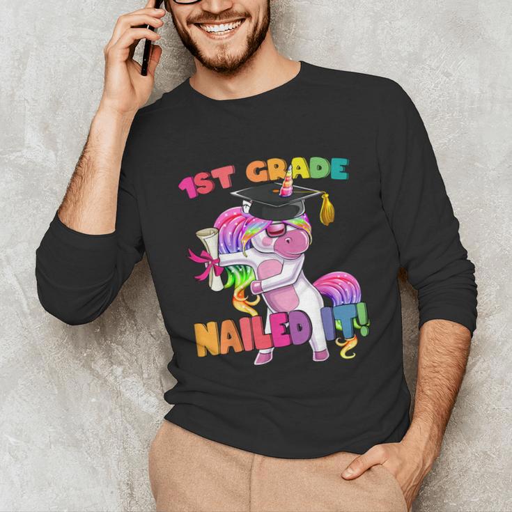 1st Grade Nailed It Flossing Unicorn Graduation Shirt Unisex Long Sleeve T-Shirt