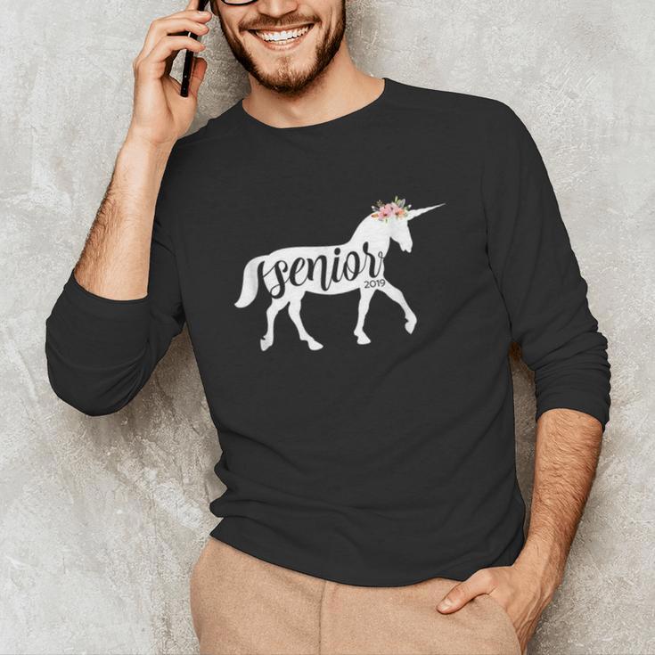 2019 Senior Unicorn Shirt Graduation High School College Unisex Long Sleeve T-Shirt