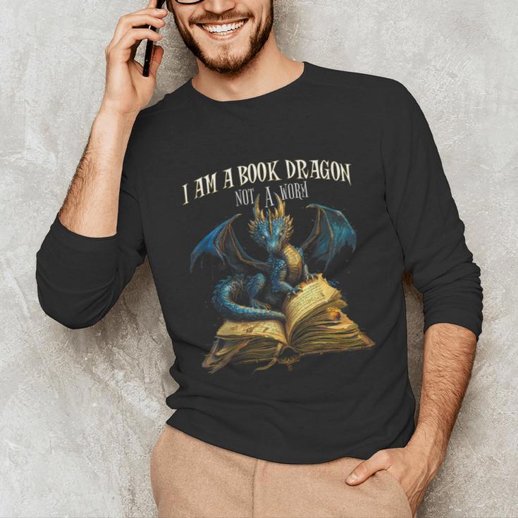3 Bookish Quote I Am a Book Dragon Not a Worm Reading Book Unisex Long Sleeve T-Shirt