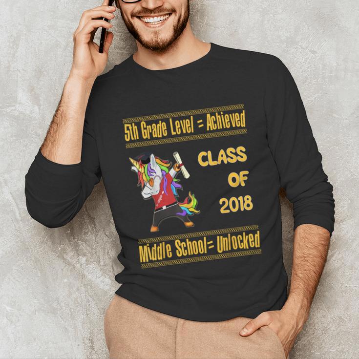 5th Grade Graduation Shirt Dabbing Unicorn Boys Class 2018 Unisex Long Sleeve T-Shirt