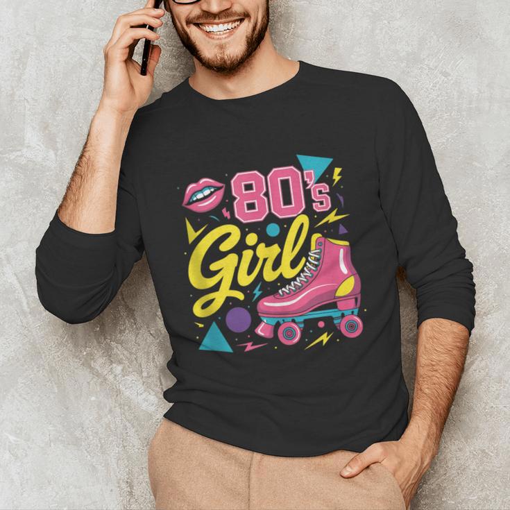 80's Girl Roller Skates Skating Eighties 1980s Nostalgia Unisex Long Sleeve T-Shirt