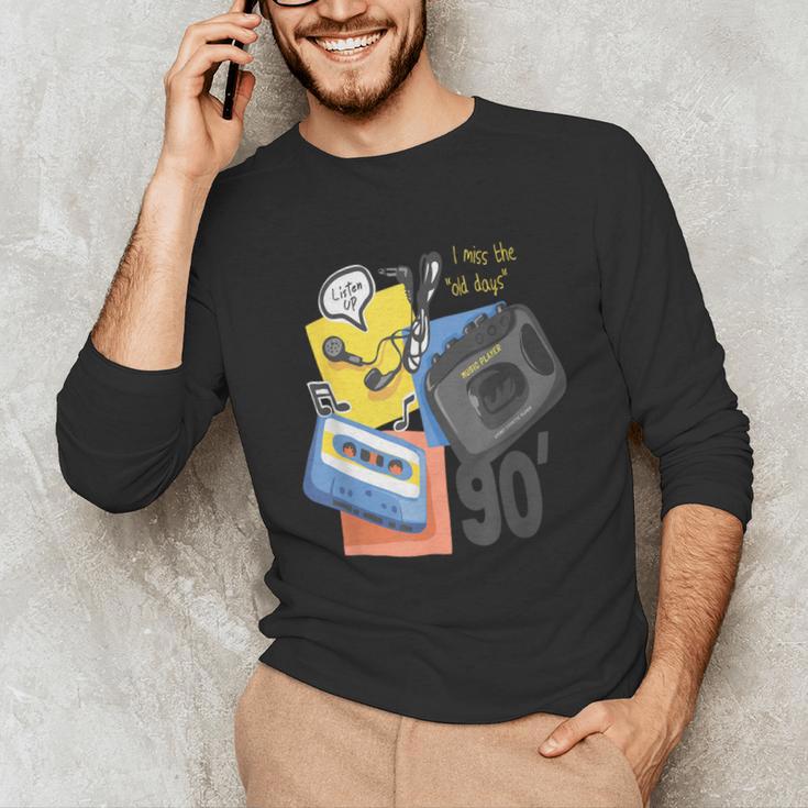 90s Retro Cassette And Walkman Nostalgia Graphic Tee Unisex Long Sleeve T-Shirt