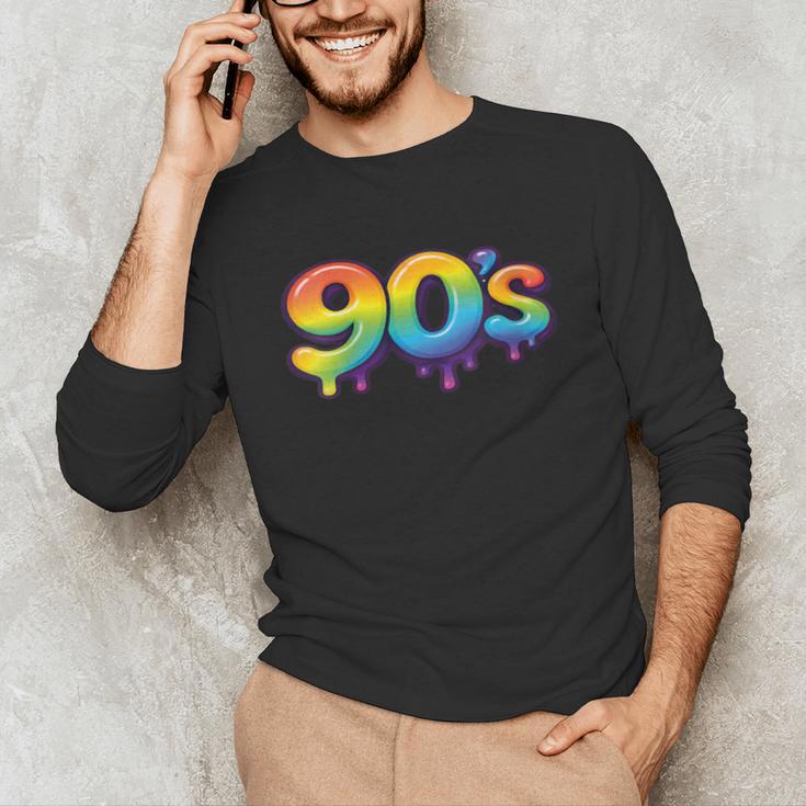 90s Retro Pop Art Rainbow Lips Nostalgia Costume 90s Unisex Long Sleeve T-Shirt