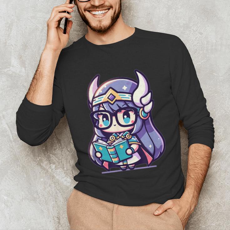 Adorable Book Lover Valkyrie With Reading Glasses Cute Unisex Long Sleeve T-Shirt