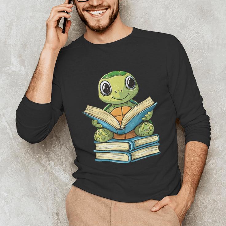 Adorable Turtle Reading Books Unisex Long Sleeve T-Shirt