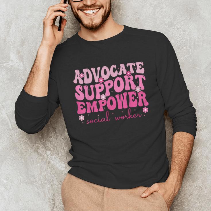 Advocate Support Empower Groovy Social Worker Graduation MSW Unisex Long Sleeve T-Shirt