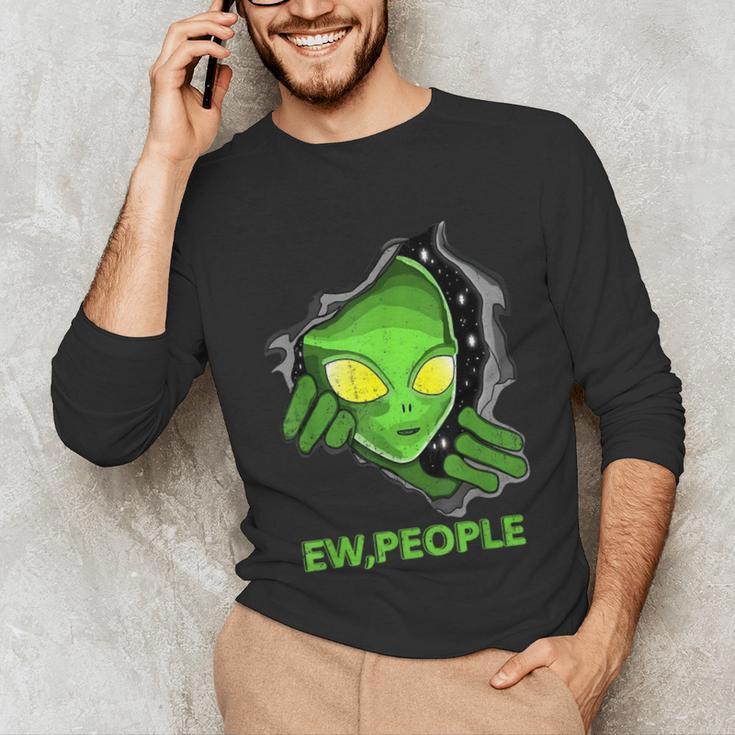 Alien Face Ew People UFO Introvert Meme Men Women Kids Unisex Long Sleeve T-Shirt