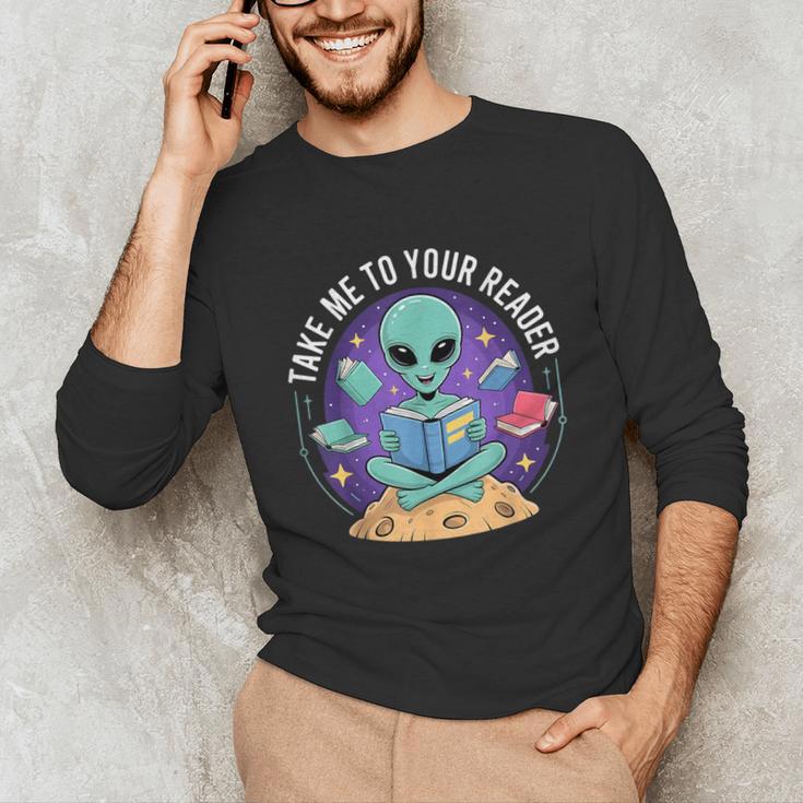 Alien Reader Reading Teacher Librarian Book Lover Unisex Long Sleeve T-Shirt Alien Reader Reading Teacher Librarian Book Lover Unisex Long Sleeve T-Shirt