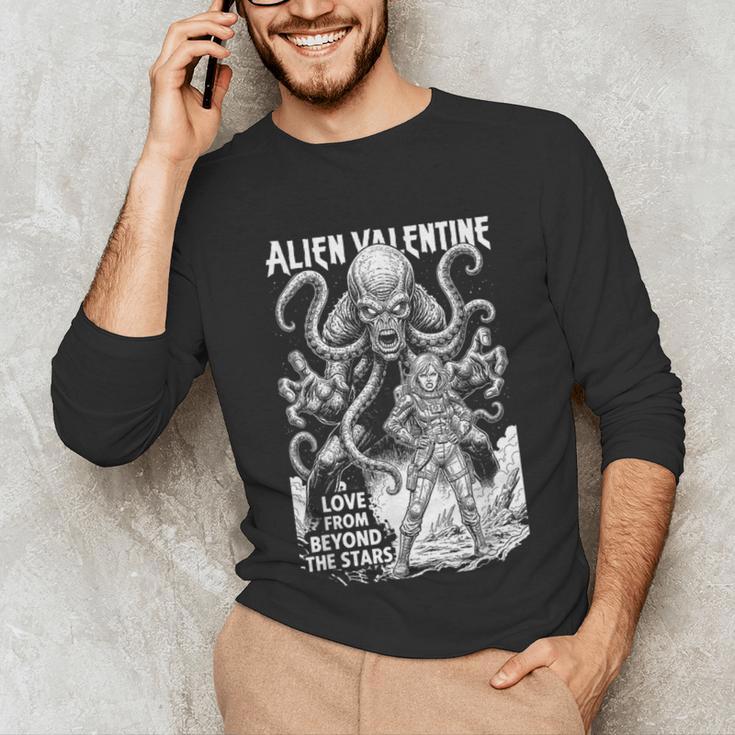 Alien Valentine Science Fiction Vintage Comic Book Unisex Long Sleeve T-Shirt
