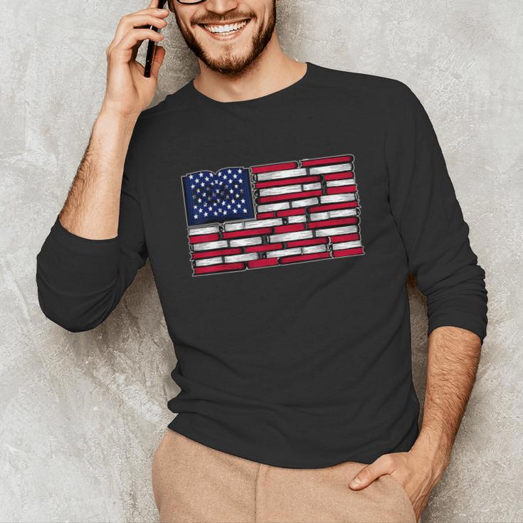 America US Flag Books Library Reading For Book Lover Reader Unisex Long Sleeve T-Shirt America US Flag Books Library Reading For Book Lover Reader Unisex Long Sleeve T-Shirt