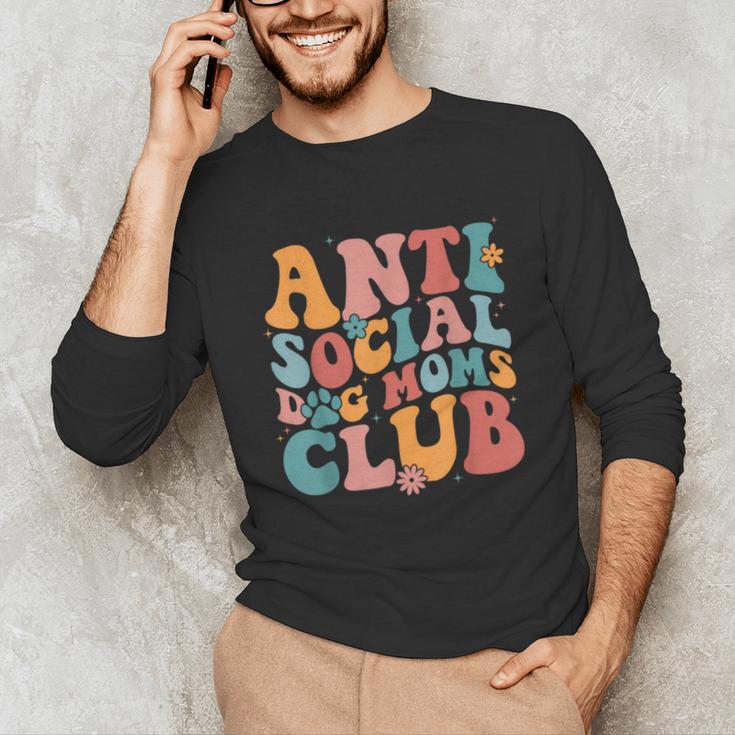 Anti Social Dog Moms Club Introvert Dog Mom Retro Men Women Unisex Long Sleeve T-Shirt