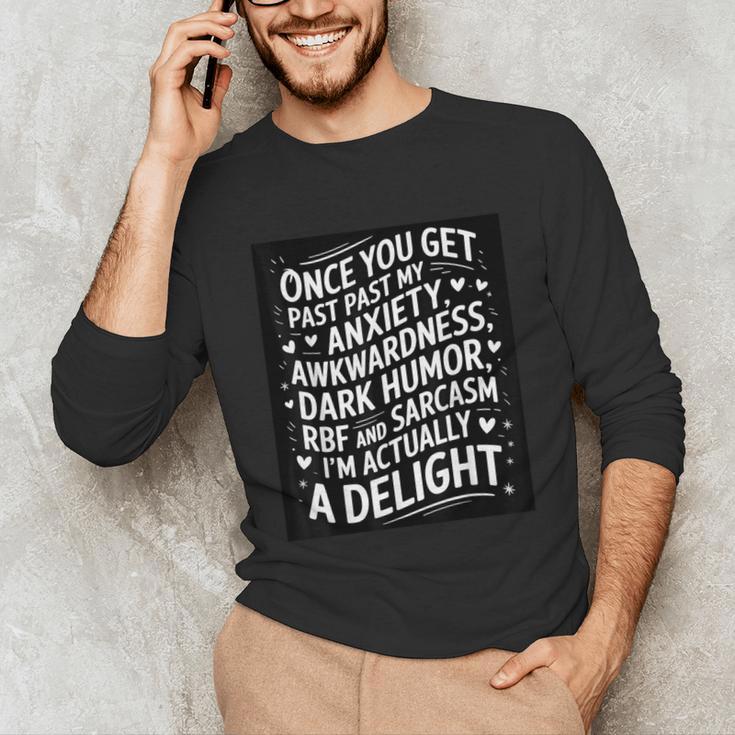 Anxiety Awkward Dark Humor Quote Introverts Sarcastic Unisex Long Sleeve T-Shirt Anxiety Awkward Dark Humor Quote Introverts Sarcastic Unisex Long Sleeve T-Shirt