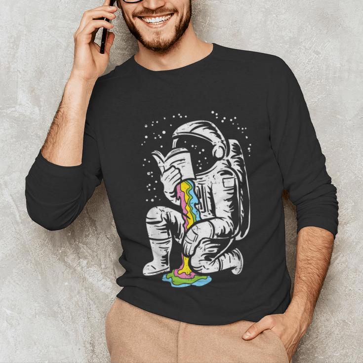 Astronaut Reading Book Space Galaxy Bookworm Men Women Kids Unisex Long Sleeve T-Shirt