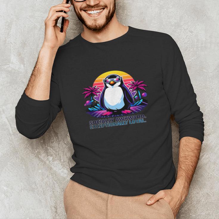 Awkward But Loyal Penguin Synthwave Vapowave Introvert Unisex Long Sleeve T-Shirt Awkward But Loyal Penguin Synthwave Vapowave Introvert Unisex Long Sleeve T-Shirt