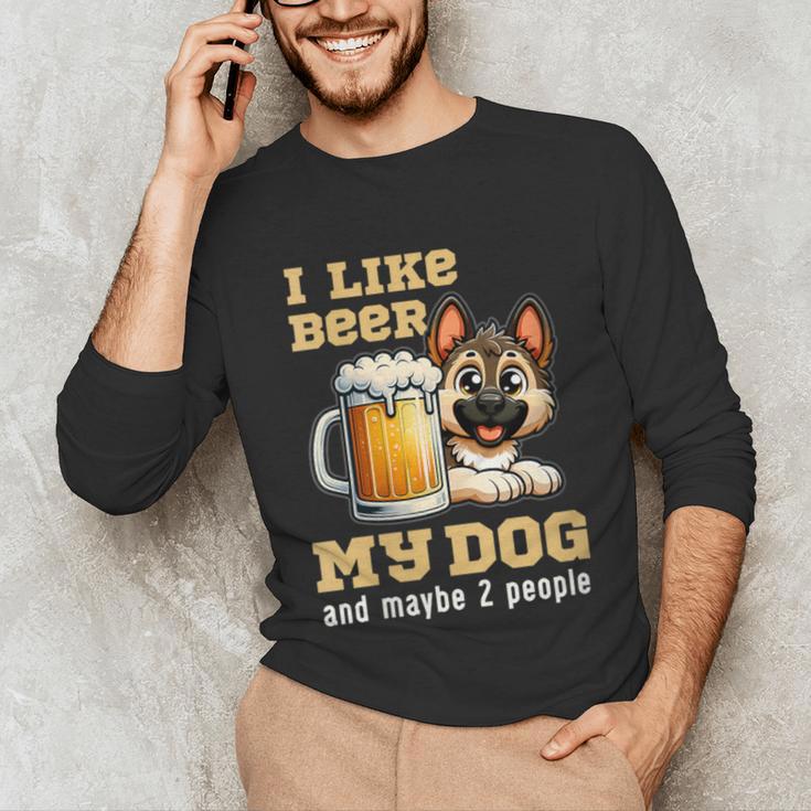 I Like Beer My Dog And Maybe 2 People Introvert Pun Unisex Long Sleeve T-Shirt I Like Beer My Dog And Maybe 2 People Introvert Pun Unisex Long Sleeve T-Shirt