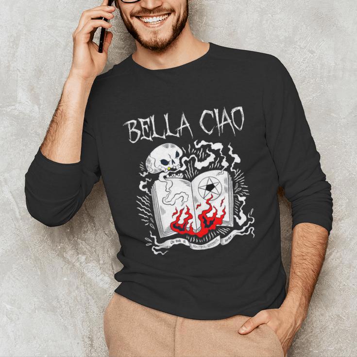 Bella Ciao Goodbye Beautiful Skull Book Of Dark Magic Occult Unisex Long Sleeve T-Shirt