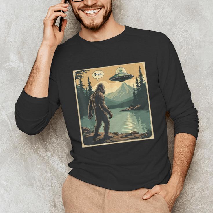 Bigfoot Sasquatch Alien Spaceship UFO Introvert Bruh Unisex Long Sleeve T-Shirt Bigfoot Sasquatch Alien Spaceship UFO Introvert Bruh Unisex Long Sleeve T-Shirt