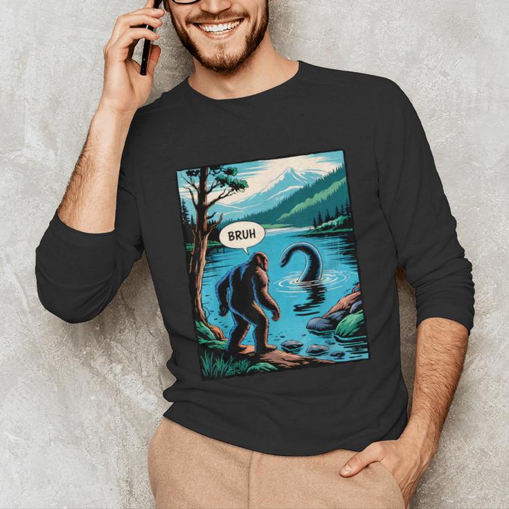 Bigfoot Sasquatch Loch Ness Monster Introvert Bruh Unisex Long Sleeve T-Shirt