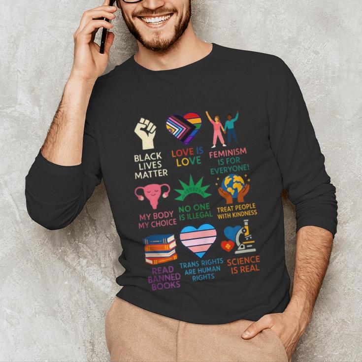 BLM Human Rights Feminism Trans Science Books LGBTQ Kindness Unisex Long Sleeve T-Shirt