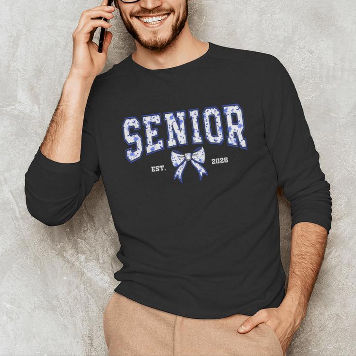 Blue Bow Coquette Floral Senior 2026 Graduation Class Unisex Long Sleeve T-Shirt