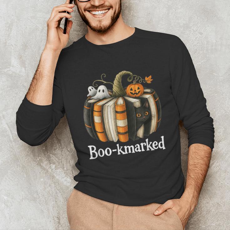 Boo-Kmarked Fall Pumpkin Books Halloween Teacher Teaching Unisex Long Sleeve T-Shirt Boo-Kmarked Fall Pumpkin Books Halloween Teacher Teaching Unisex Long Sleeve T-Shirt