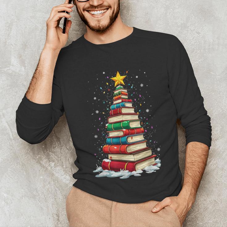 Book Christmas Tree Book Lover Teacher Librarian Unisex Long Sleeve T-Shirt