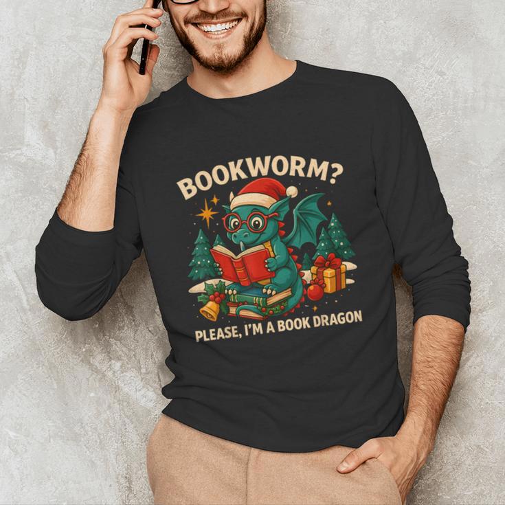Book Dragon Christmas Reading For Fantasy Lovers Unisex Long Sleeve T-Shirt