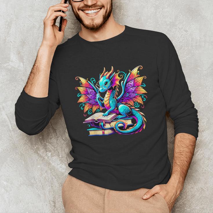 Book Dragon Reading Unisex Long Sleeve T-Shirt Book Dragon Reading Unisex Long Sleeve T-Shirt