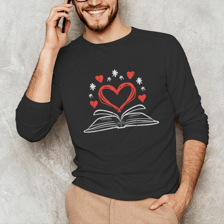 Book Heart Read Book Reading Librarian Men Women Kids Unisex Long Sleeve T-Shirt