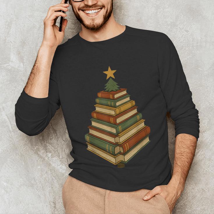 Book Lover Christmas Graphic For Librarians Unisex Long Sleeve T-Shirt