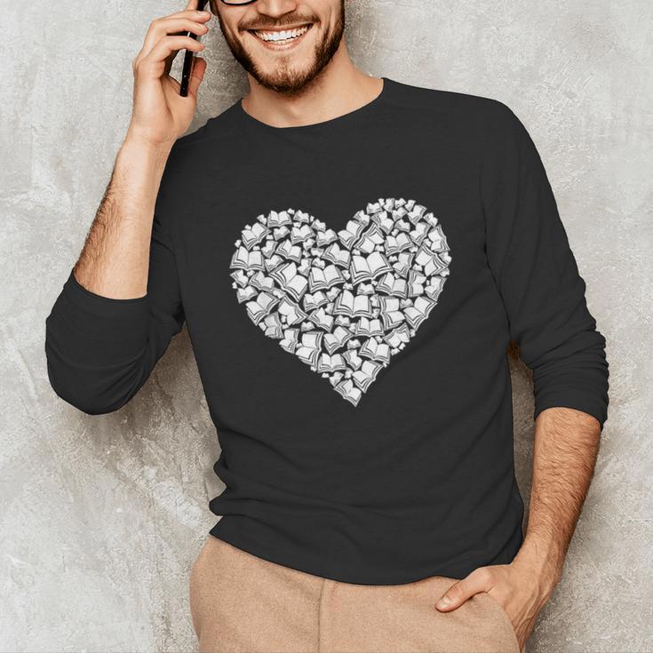 Book Lover Heart Shape Reading Librarian Library Teacher Unisex Long Sleeve T-Shirt