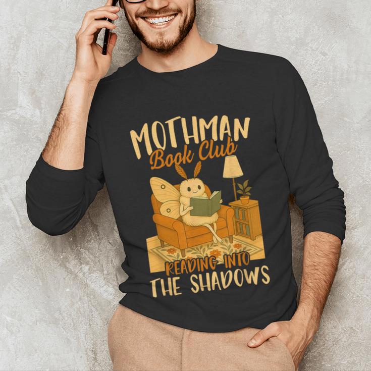 Book Lover Moth Mothman Book Club Reading Into Shadows Unisex Long Sleeve T-Shirt Book Lover Moth Mothman Book Club Reading Into Shadows Unisex Long Sleeve T-Shirt