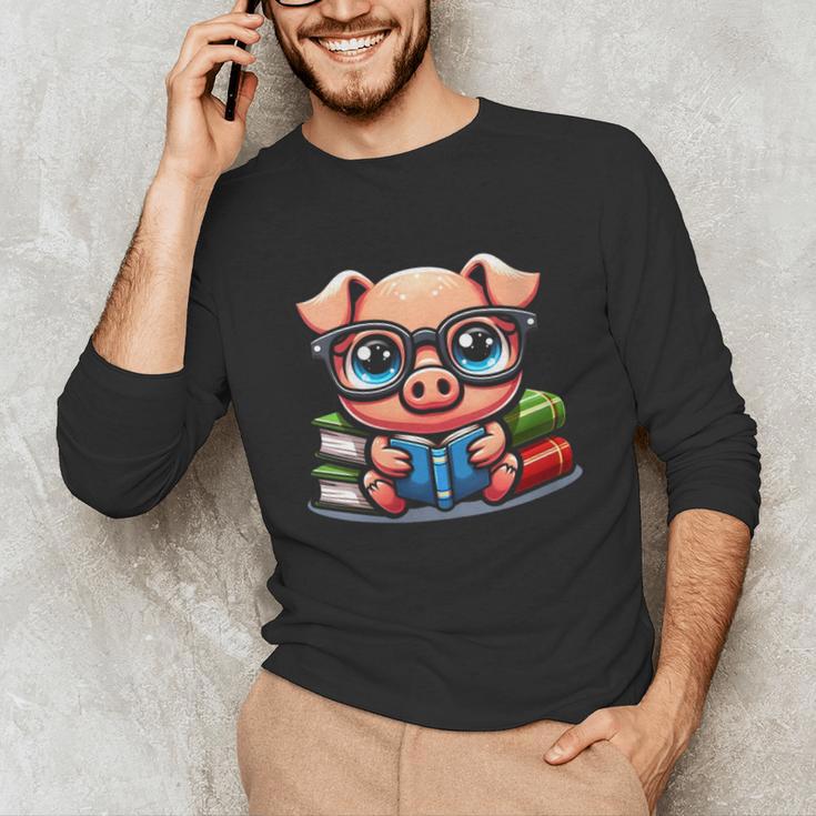 Book Lover Reading Pig Unisex Long Sleeve T-Shirt Book Lover Reading Pig Unisex Long Sleeve T-Shirt