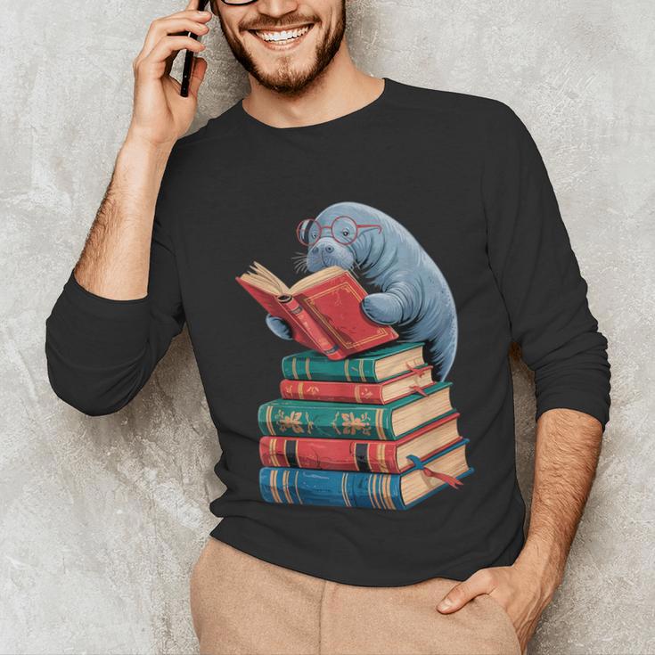 Book Reading Book Reader Manatees Sea Animal Sea Cow Manatee Unisex Long Sleeve T-Shirt