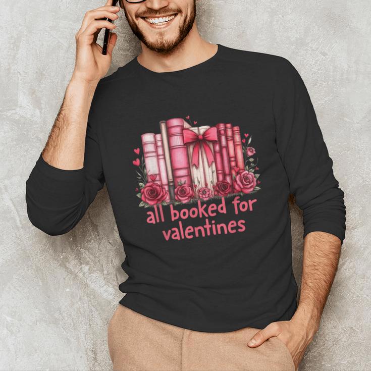 All Booked For Valentines Coquette Bow Book Lover Bookworm Unisex Long Sleeve T-Shirt All Booked For Valentines Coquette Bow Book Lover Bookworm Unisex Long Sleeve T-Shirt