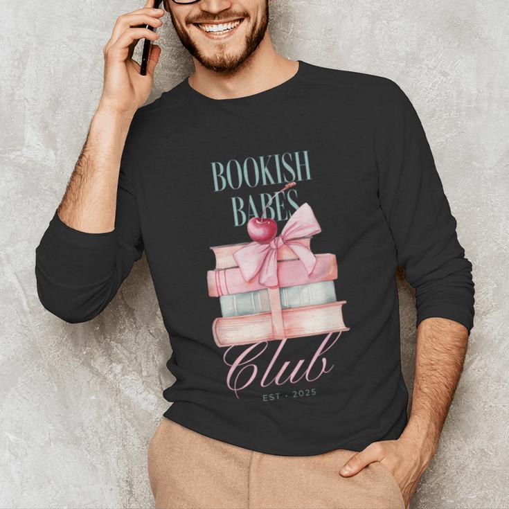 Bookish Babes Club Cute Pink Book Stack With Bow Unisex Long Sleeve T-Shirt Bookish Babes Club Cute Pink Book Stack With Bow Unisex Long Sleeve T-Shirt