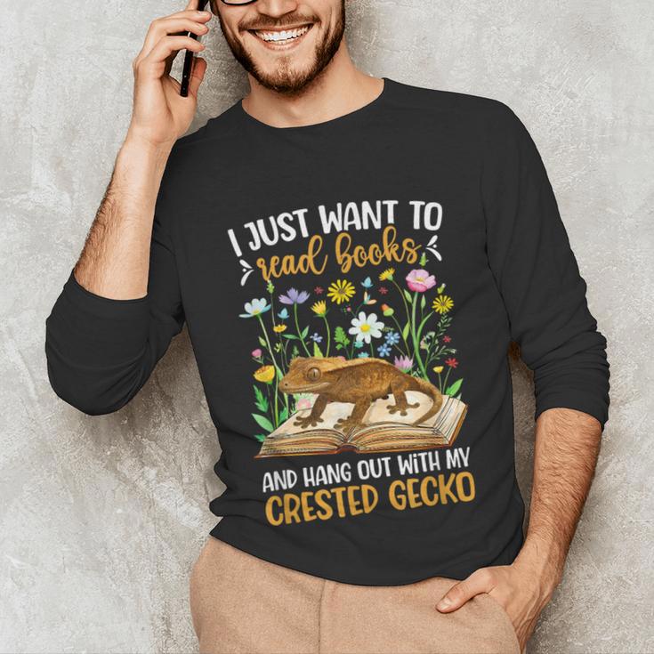 Books And Crested Gecko Owner Crestie Lover Unisex Long Sleeve T-Shirt