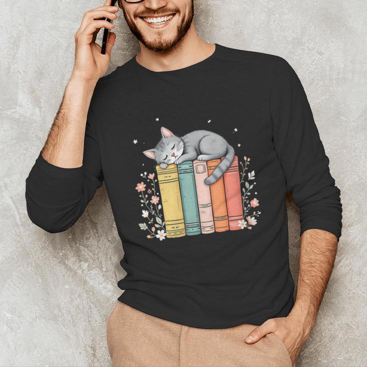 Books Lover Cute Sleepy Cat Relax Reading Vibe Unisex Long Sleeve T-Shirt Books Lover Cute Sleepy Cat Relax Reading Vibe Unisex Long Sleeve T-Shirt