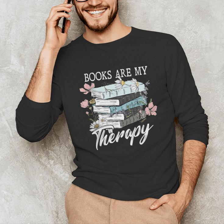 Books Are My Therapy Summer Reading Book Lovers Unisex Long Sleeve T-Shirt