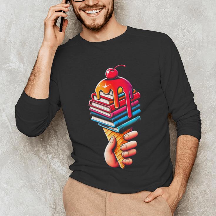 Books Reading Ice Cream Unisex Long Sleeve T-Shirt Books Reading Ice Cream Unisex Long Sleeve T-Shirt