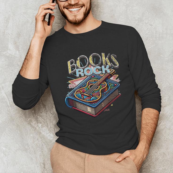 Books Rock Rock'n Roll Science Of Reading Teachers Guitar Unisex Long Sleeve T-Shirt Books Rock Rock'n Roll Science Of Reading Teachers Guitar Unisex Long Sleeve T-Shirt
