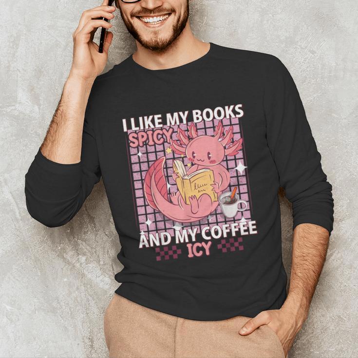 I Like My Books Spicy And My Coffee Icy Librarian Unisex Long Sleeve T-Shirt