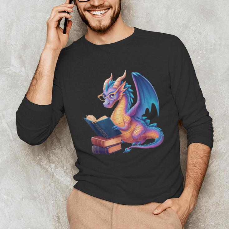 Bookworm Book Lover Women Girls Dragon Reading Unisex Long Sleeve T-Shirt