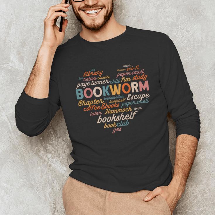 Bookworm Words Heart Book Lover Reader Reading Fun Unisex Long Sleeve T-Shirt