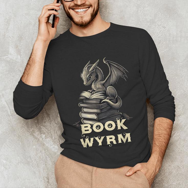Bookwyrm Dragon Fantasy Bookish Fairytale Book Lover Unisex Long Sleeve T-Shirt