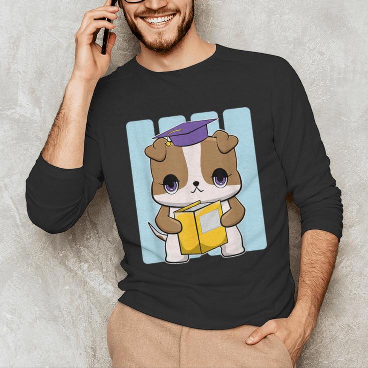 Bulldog Anime Pup Graduation Unisex Long Sleeve T-Shirt