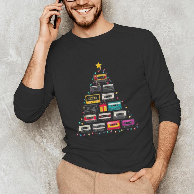 Cassette Tape Christmas Tree Graphic 80s 90s Retro Nostalgia Unisex Long Sleeve T-Shirt